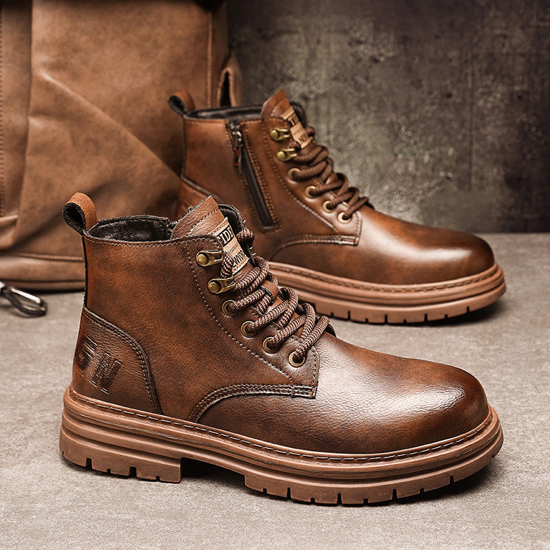 Nouvelles bottes de travail américaines vintage montantes tendance automne-hiver