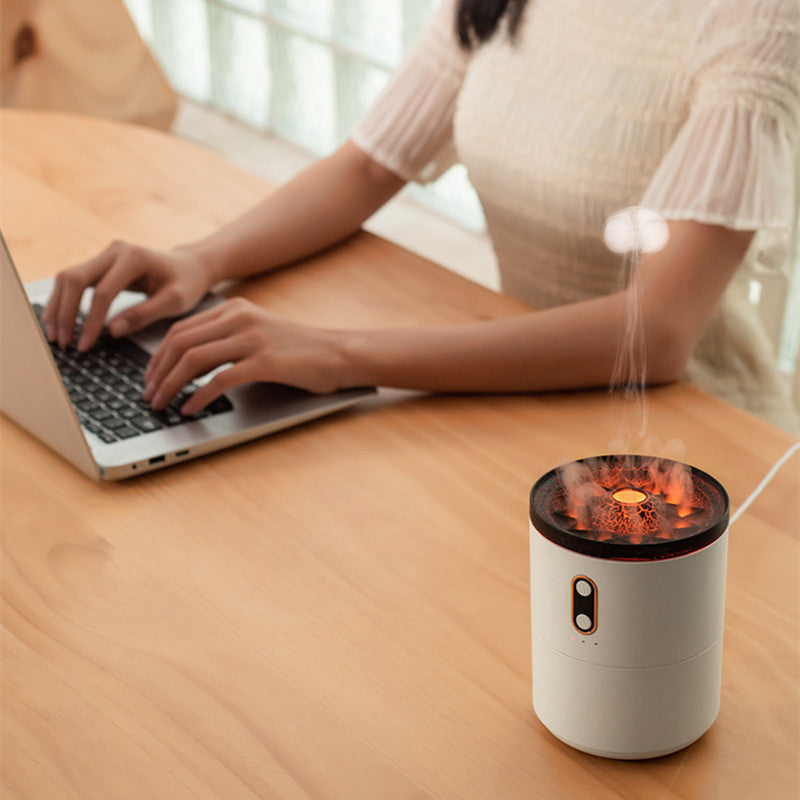 Diffuseur d'huiles essentielles à flamme volcanique, humidificateur d'air portable USB en forme de méduse avec veilleuse et diffuseur de parfum