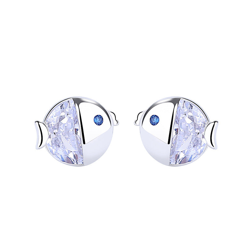 Boucles d'oreilles puces Gourami en argent sterling S925, style passe-partout et motif baiser frais