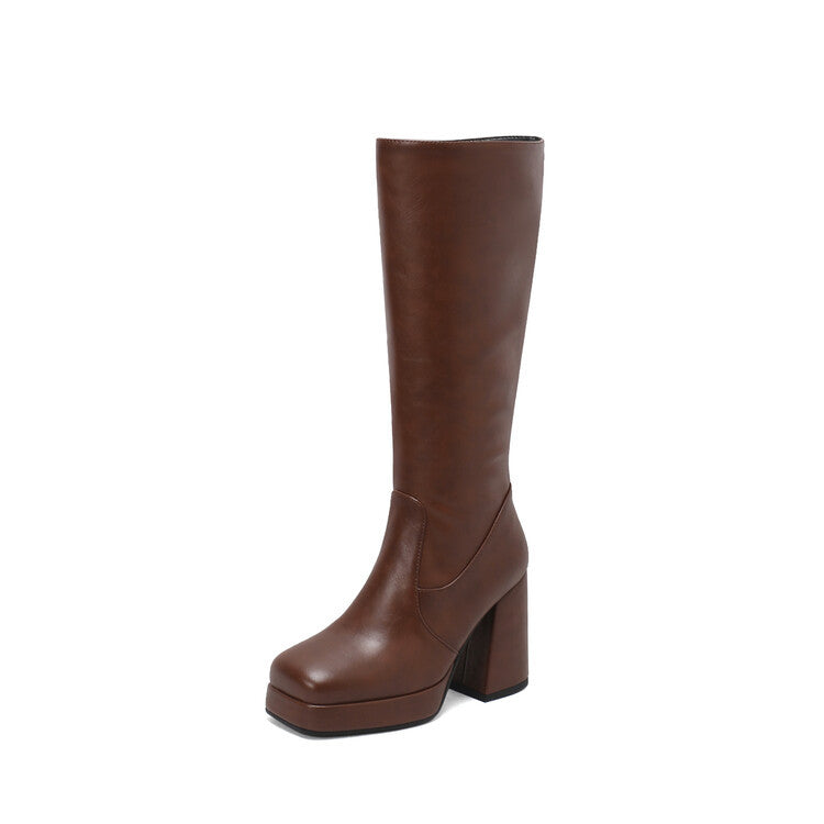 Bottes hautes à plateforme et talons hauts tendance pour femmes grandes tailles