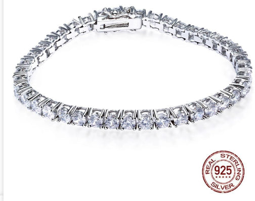 Bracelet en argent S925, longueur de chaîne 17-19 cm (chaîne tennis au choix).