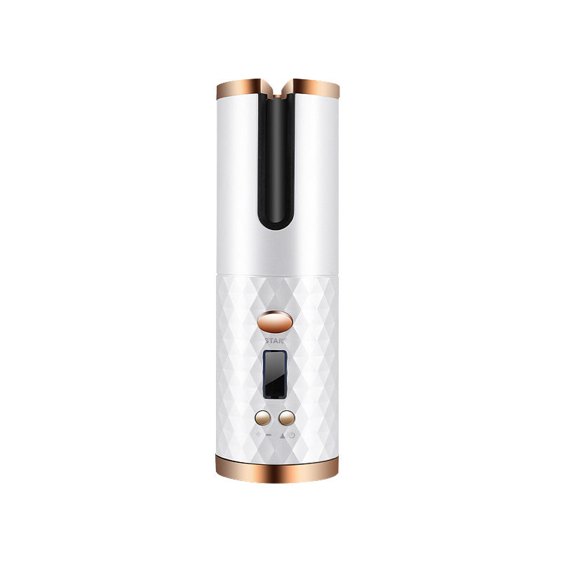 Fer à boucler automatique rechargeable pour femmes, portable, avec écran LCD et surface rotative en céramique pour créer des boucles ondulées.