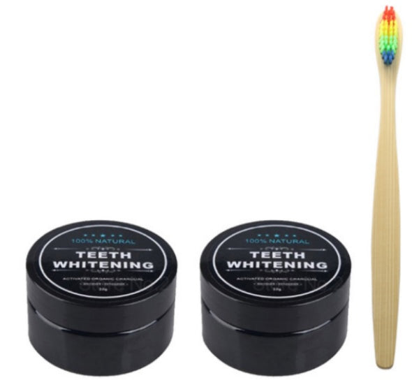 Poudre de charbon pour le blanchiment des dents, charbon actif de noix de coco, poudre de charbon pour le blanchiment des dents, hygiène buccale