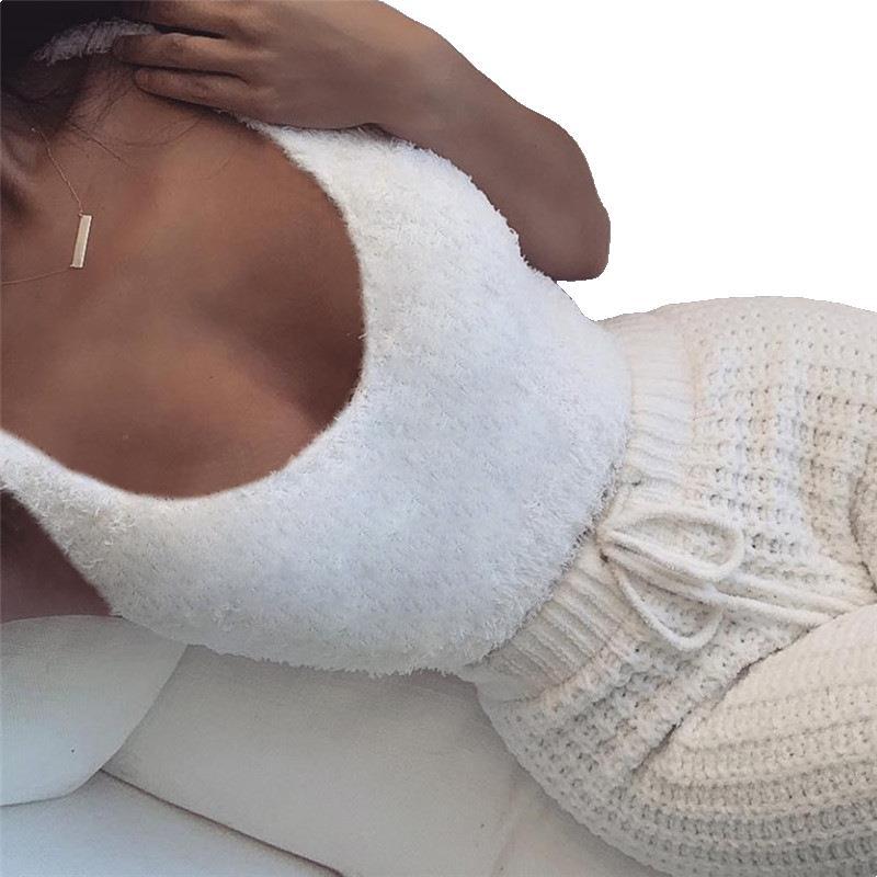 Ensemble pyjama 3 pièces pour femme : débardeur court à manches longues et short à cordon