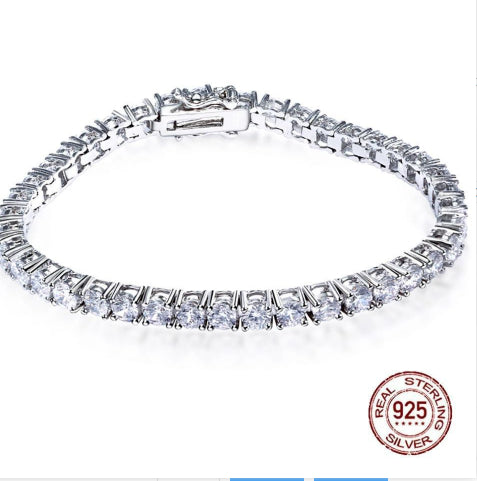 Bracelet en argent S925, longueur de chaîne 17-19 cm (chaîne tennis au choix).