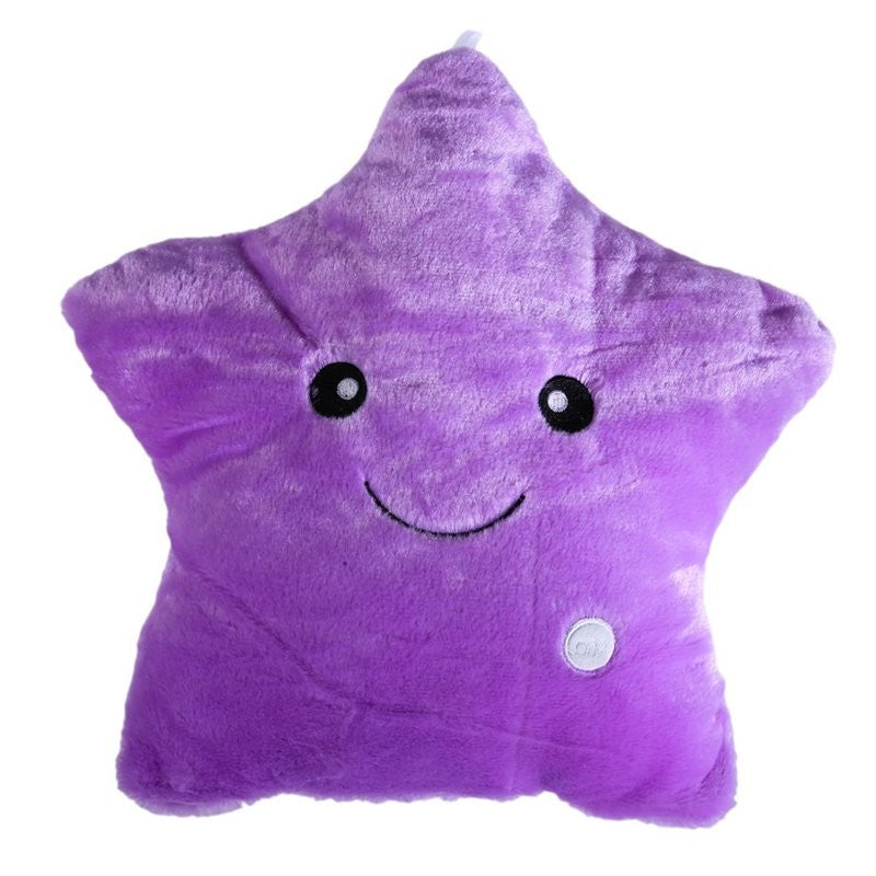 Coussin lumineux unique de 34 cm, motif étoiles vives, avec lumières LED colorées. Peluche en forme d'étoiles, cadeau idéal pour les enfants et les petites filles.