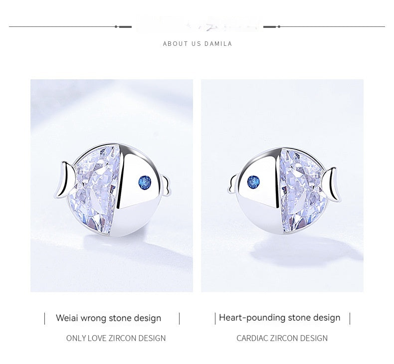 Boucles d'oreilles puces Gourami en argent sterling S925, style passe-partout et motif baiser frais