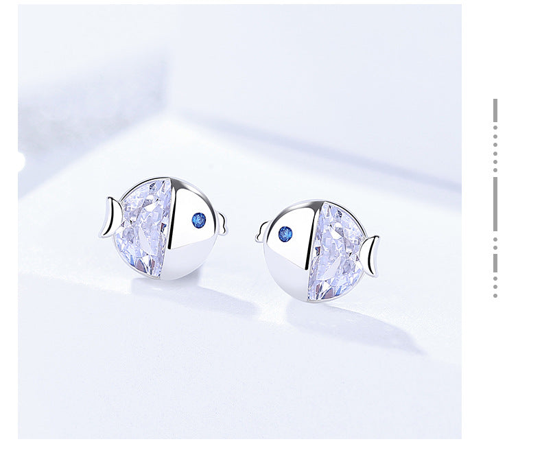 Boucles d'oreilles puces Gourami en argent sterling S925, style passe-partout et motif baiser frais