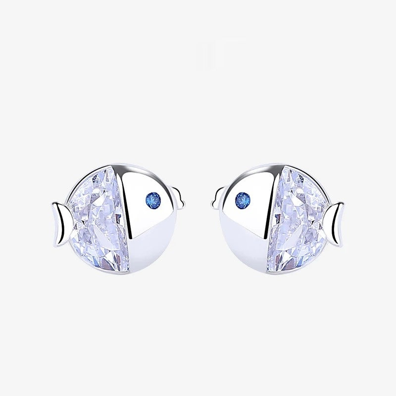 Boucles d'oreilles puces Gourami en argent sterling S925, style passe-partout et motif baiser frais