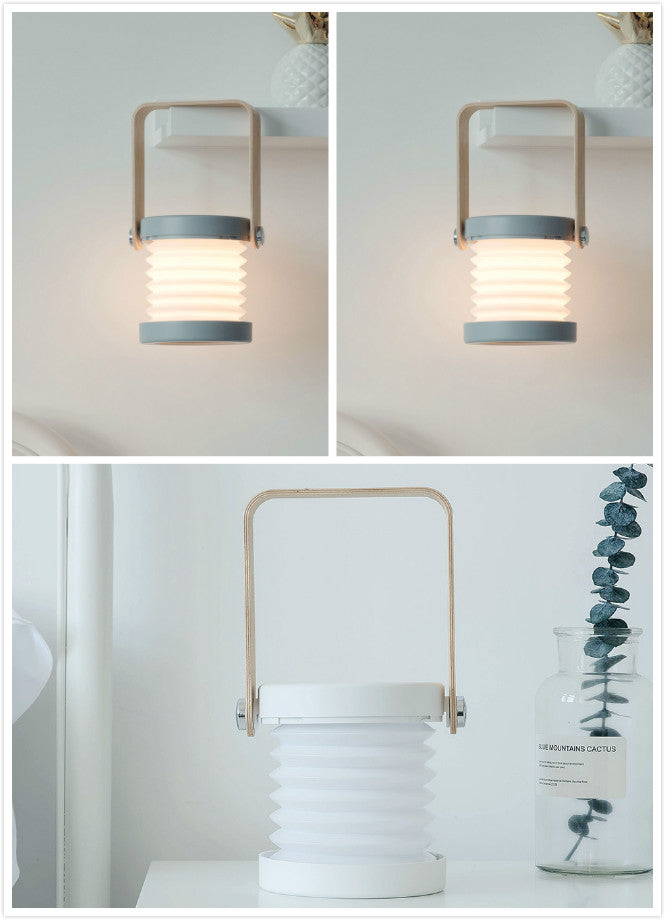 Lampe de nuit LED pliable, tactile et à intensité variable, rechargeable par USB, idéale pour la décoration intérieure.
