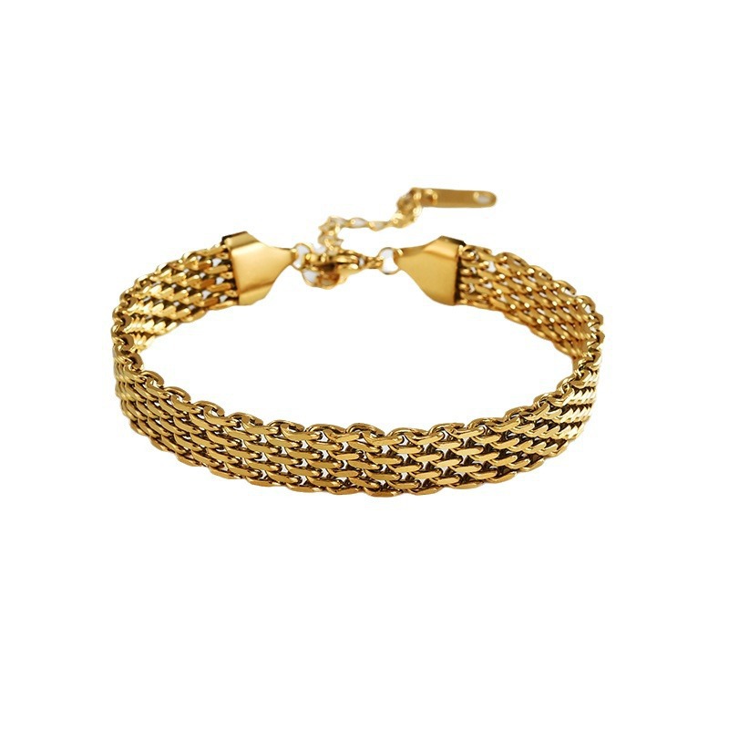 Bracelet à maillons pour femme, style business décontracté, en métal doré et argenté. Bijou