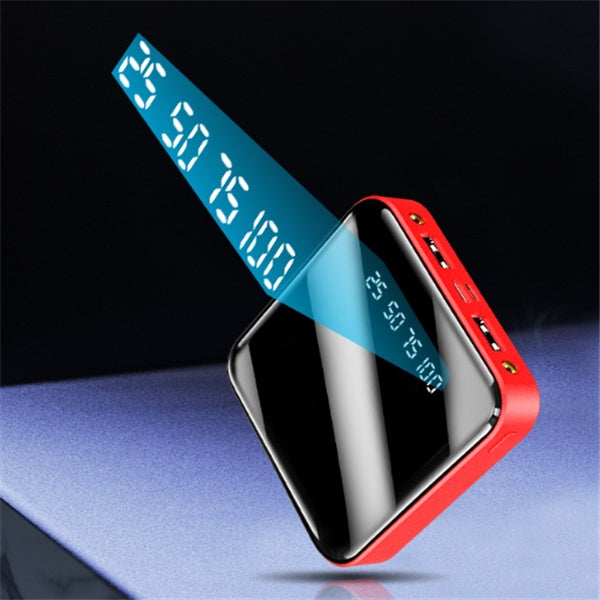 Mini batterie externe 20 000 mAh portable avec affichage numérique miroir