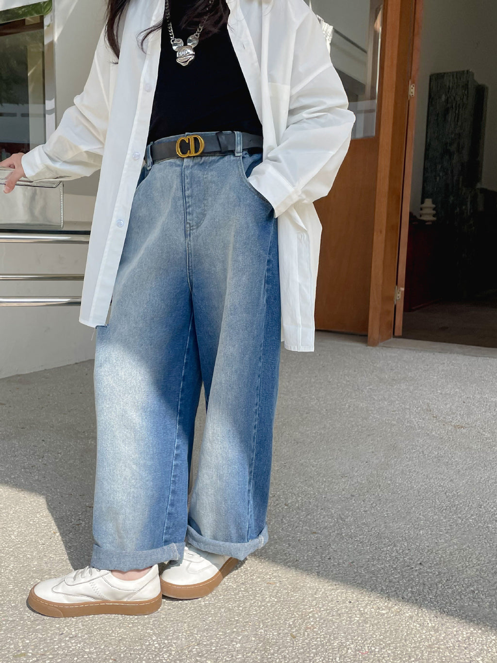 Jeans fille coupe droite dégradée