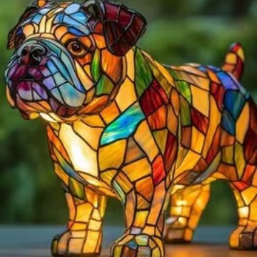 Lampes en résine représentant un chien étrange et coloré