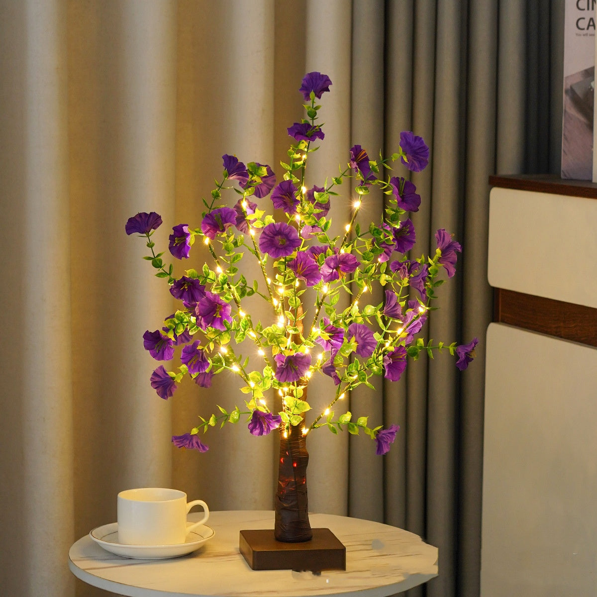 Lampe de table LED en forme d'arbre à feuilles vertes, décoration pour chambre à coucher