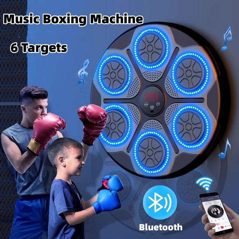Machine de boxe musicale domestique avec lumière RGB, compatible Bluetooth, mode adulte, vitesse réglable pour kickboxing, karaté et fitness à domicile