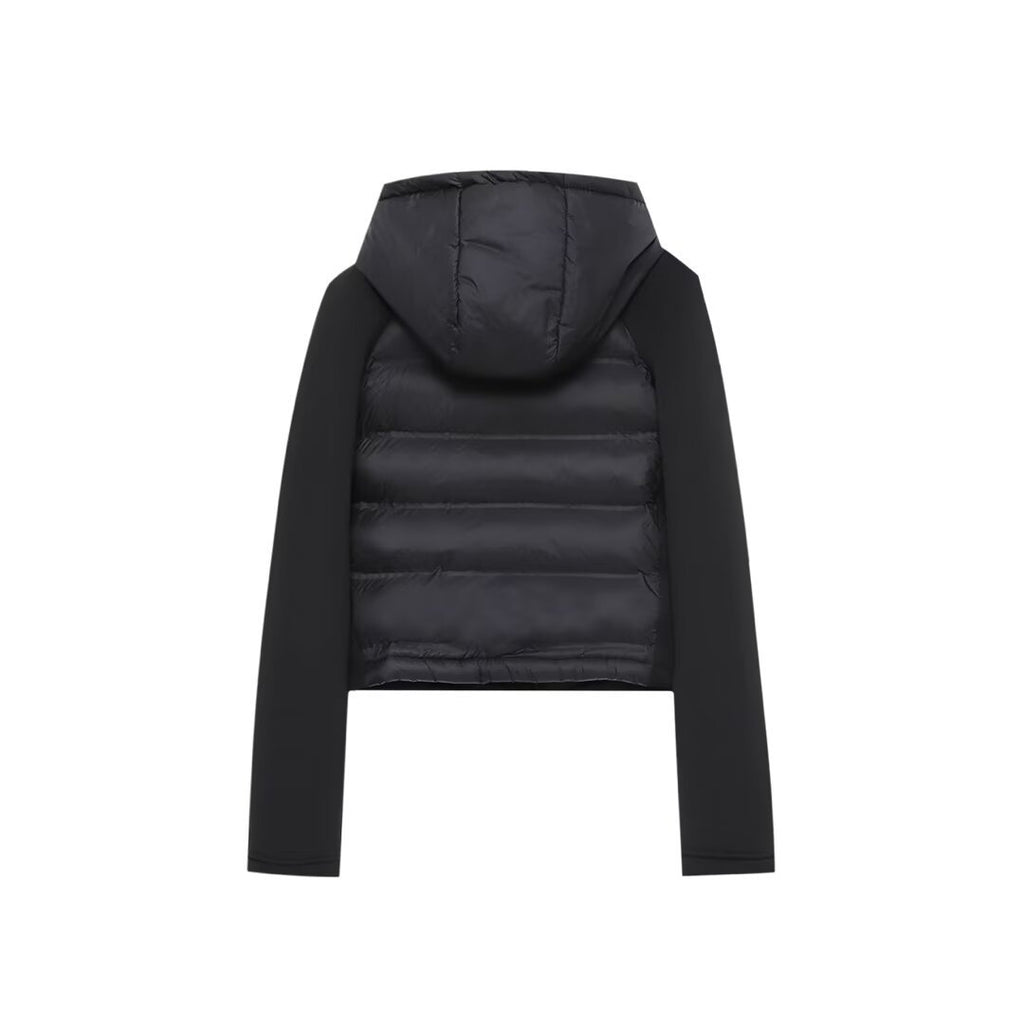 Veste thermique noire patchwork à manches longues et capuche rembourrée en coton