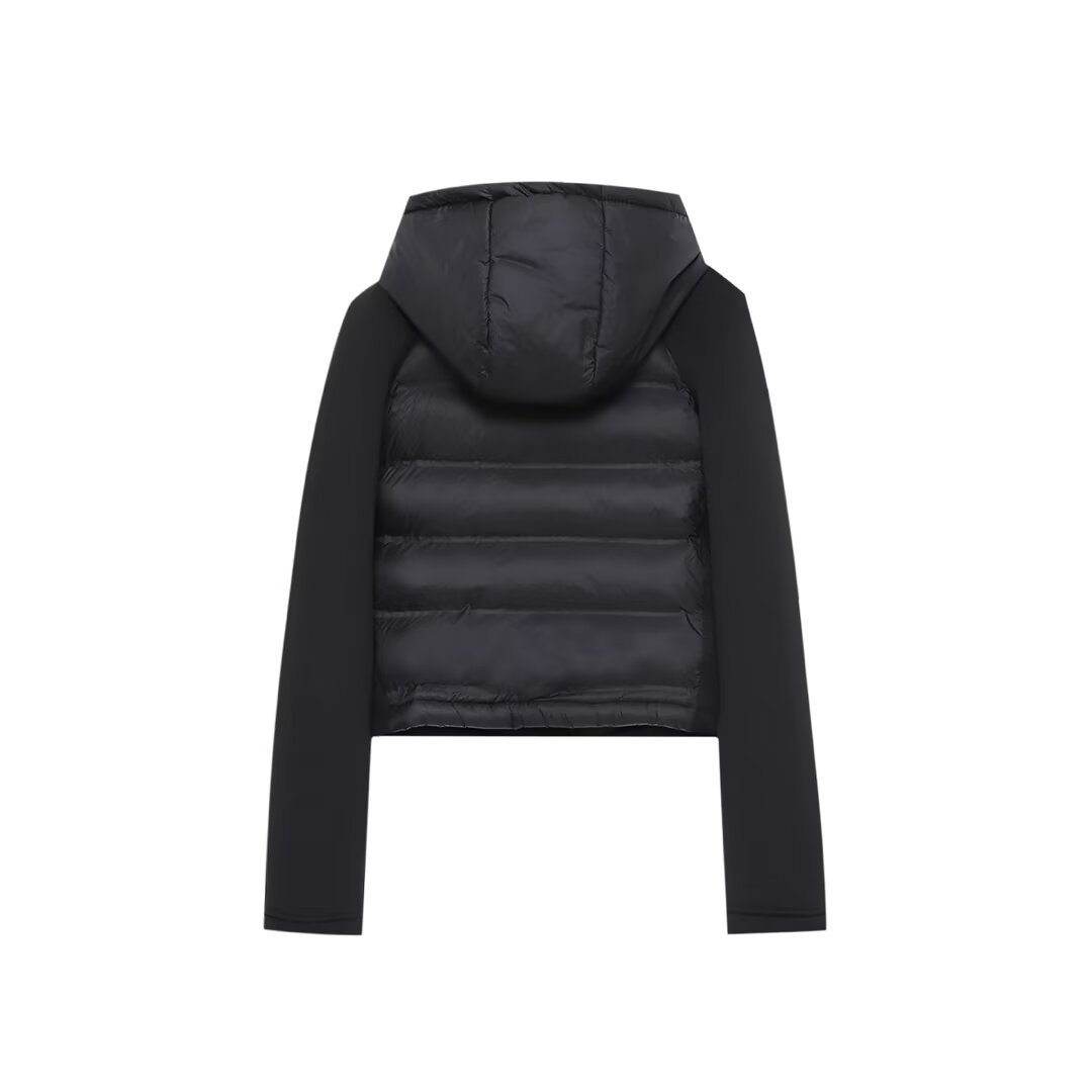 Veste thermique noire patchwork à manches longues et capuche rembourrée en coton