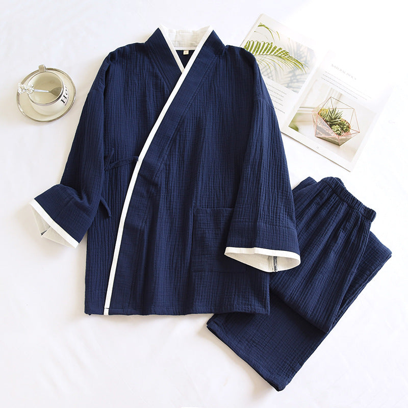 Ensemble kimono Hanfu pour homme en gaze de coton pur