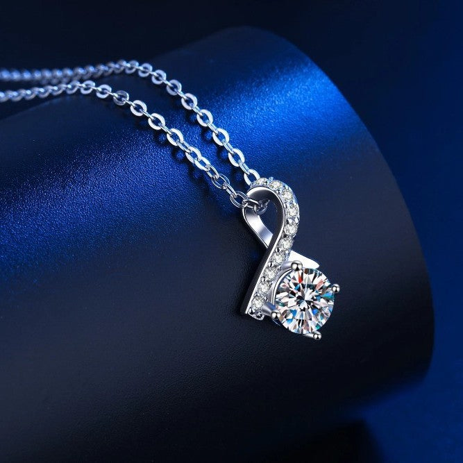 Collier en argent S925 plaqué or blanc et pierres de moissanite