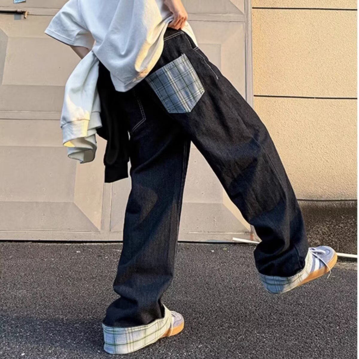 Jeans d'été pour hommes, coupe droite et fine, avec coutures recourbées