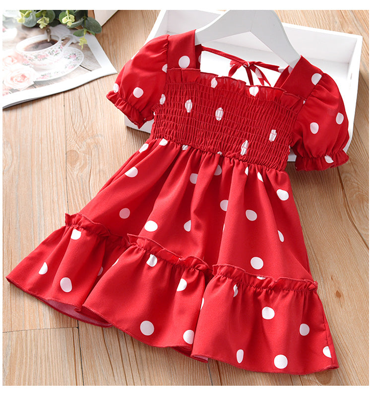 Robe d'été fille - Dentelle et pois