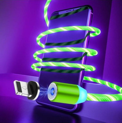 Compatible avec Apple, câble de données magnétique Flowing Light Streamer pour iPhone et Android Type-C