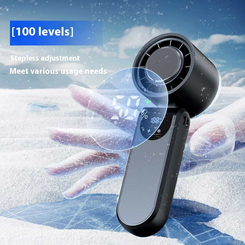 Handheld Ice Compress Digital Display Fan Outdoor Portable USB Charging Mini Long Endurance Fan