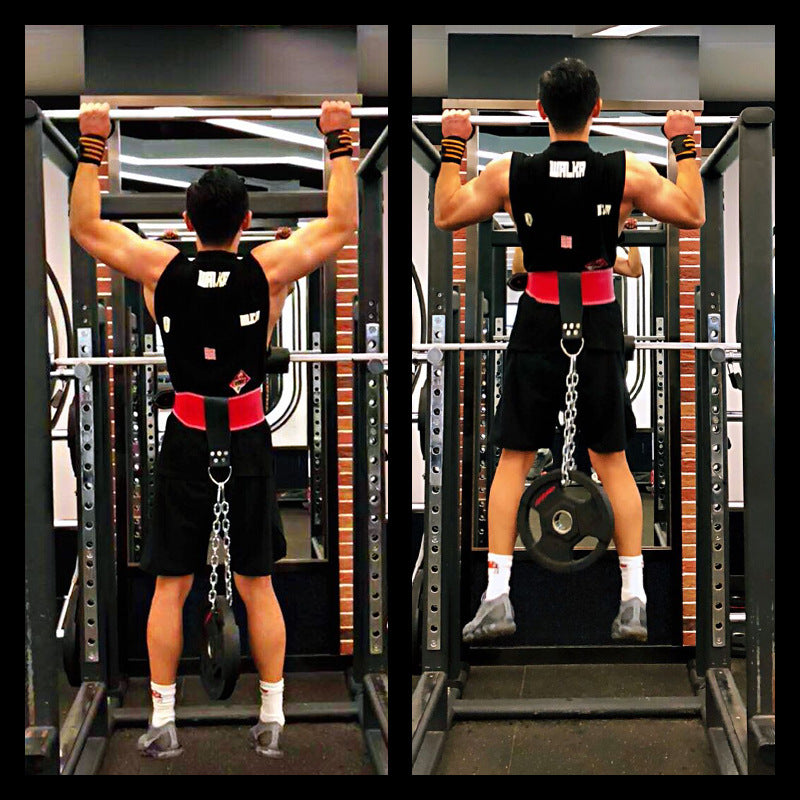 Ceinture de musculation en cuir avec anneau de chaîne pour l'entraînement de puissance