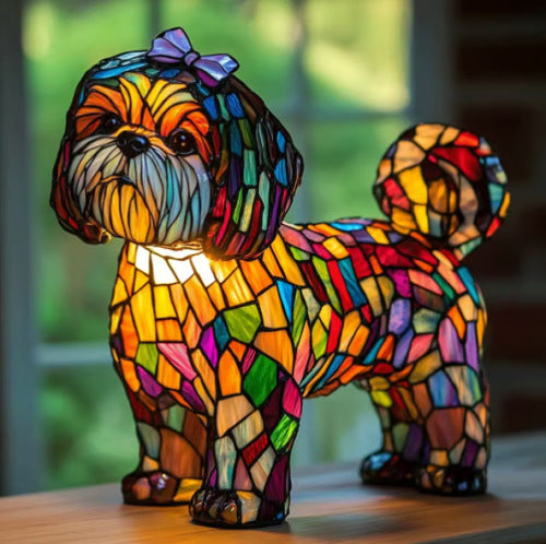 Lampes en résine représentant un chien étrange et coloré