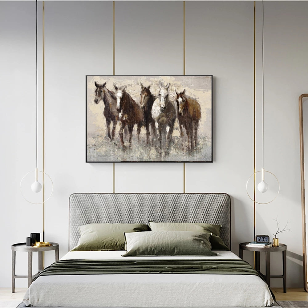 Tableau abstrait de cheval sur toile, affiche murale