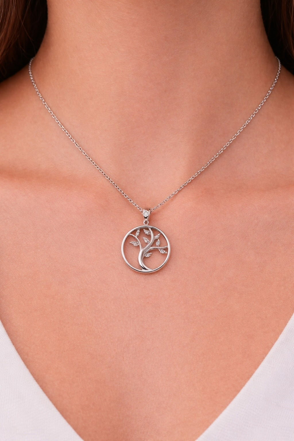 Collier Arbre de Vie en argent sterling 925 avec pierre certifiée