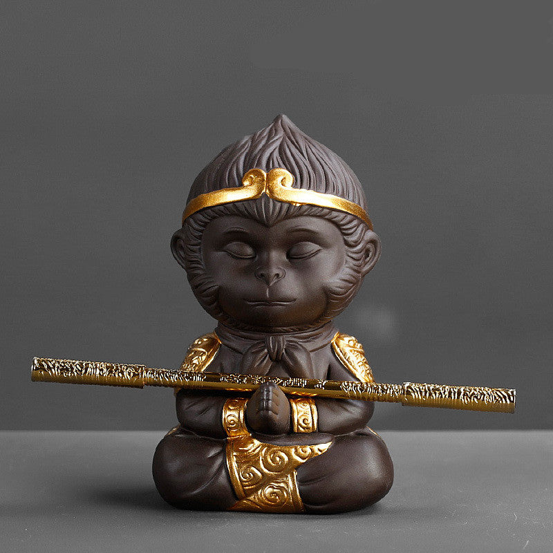 Service à thé Kung Fu argile violette Sun Wukong – Plateau décoratif