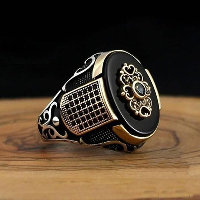 Bague turque rétro faite à la main, style vintage, double épée