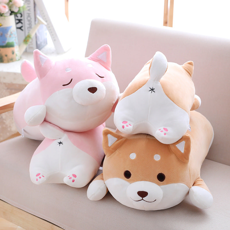 Peluche Shiba Inu potelé et mignon de 36 à 55 cm, douce et kawaii, idéale comme coussin ou cadeau pour enfants.