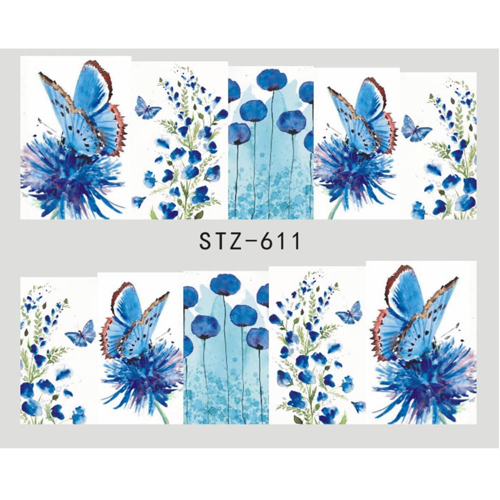 1 autocollant pour ongles papillon et fleur, transfert à l'eau, pour décoration d'ongles, tatouage, manucure, outils, pointe JISTZ508