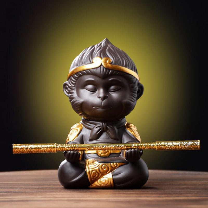 Service à thé Kung Fu argile violette Sun Wukong – Plateau décoratif