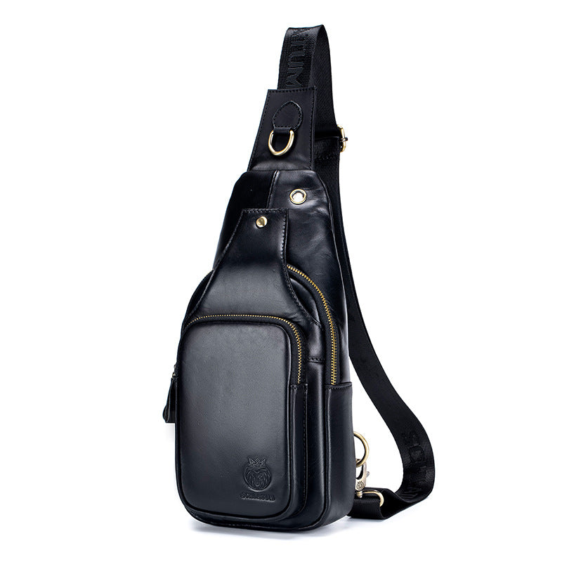 Sac bandoulière avant pour homme en cuir de vachette pleine fleur, style rétro européen et américain