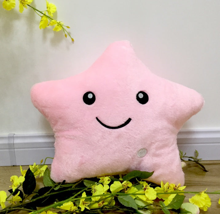 Coussin lumineux unique de 34 cm, motif étoiles vives, avec lumières LED colorées. Peluche en forme d'étoiles, cadeau idéal pour les enfants et les petites filles.
