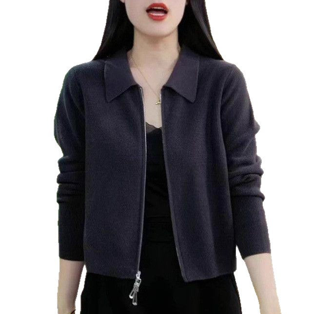 Veste courte zippée polyvalente et ample pour femme