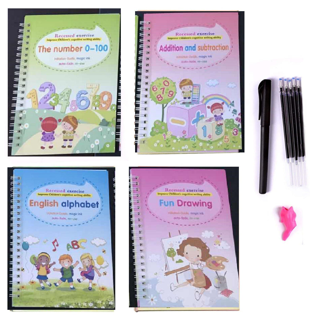 Cahier d'exercices de magie Sank, affiche pour enfants sans gomme, en anglais, avec rainures