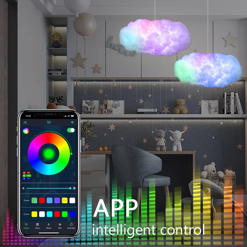 Lampe USB Cloud Light avec application de contrôle, synchronisation musicale et simulation d'éclairage 3D RGBIC pour chambre à coucher.