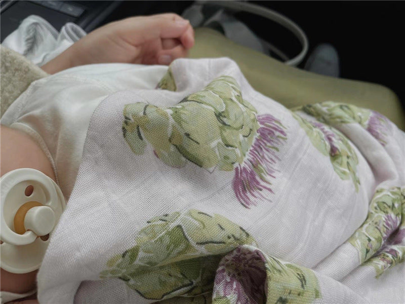 Couverture d'emmaillotage pour bébé en coton biologique naturel