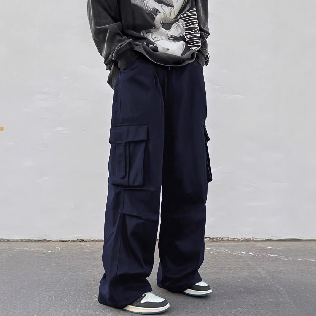 Pantalon parachute taille mi-haute jambes larges coupe décontractée