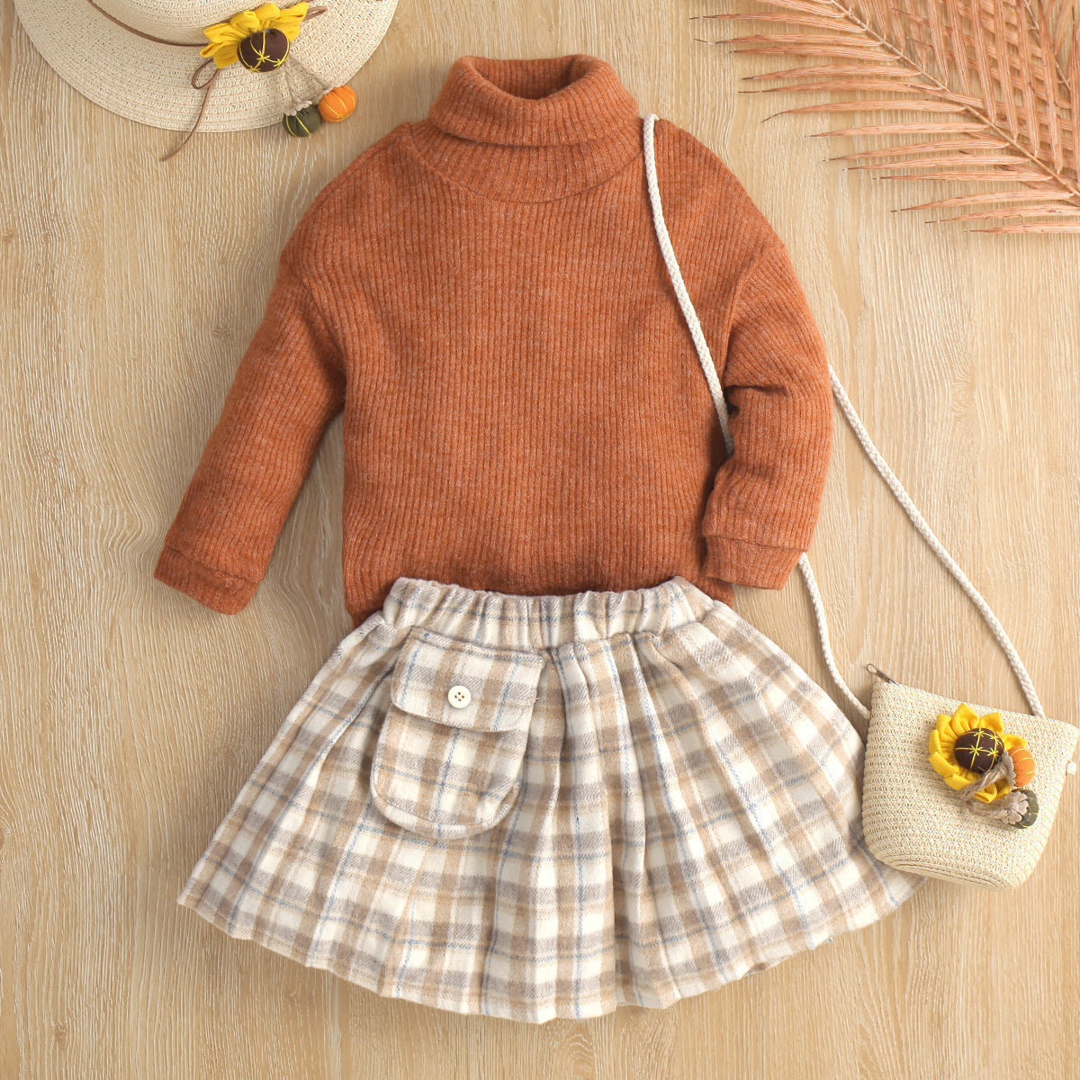 Ensemble 2 pièces fille - Pull col roulé et jupe