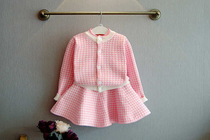 Ensemble deux pièces pour filles, pull en maille épaisse et chaude