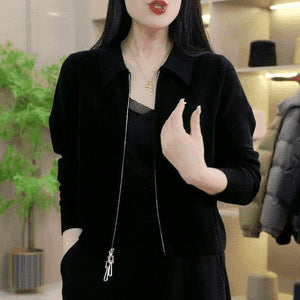 Veste courte zippée polyvalente et ample pour femme