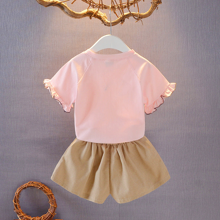 Ensemble 2 pièces fille été - T-shirt et short coton sport