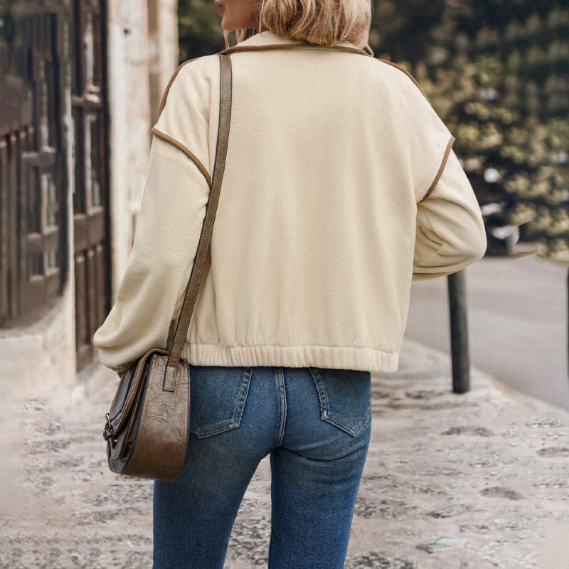 Gilet cardigan à bordures contrastées pour femme