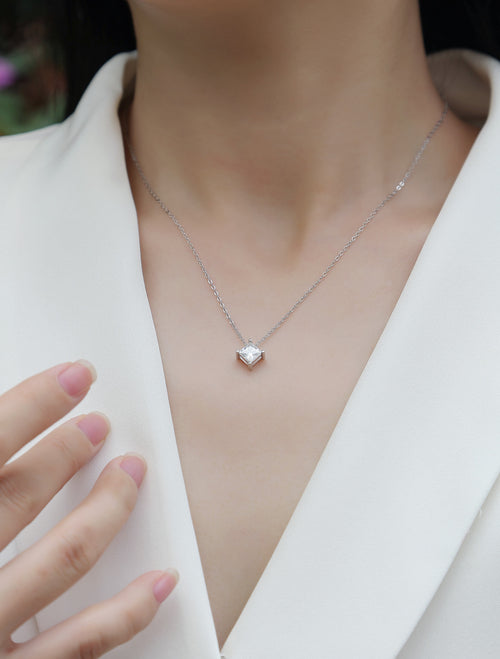1Stay Together - Un pendentif en argent sterling S925 serti de diamants et de moissanites carrées, à la fois tendance et luxueux. Ventes interdites sur TikTok